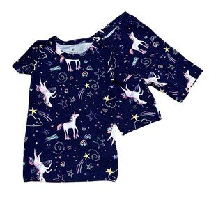 FISH STIX By Stitch Fix‎ Size 4T Navy Blue Unicorn 2-Piece Pajama Shorts Set NWT